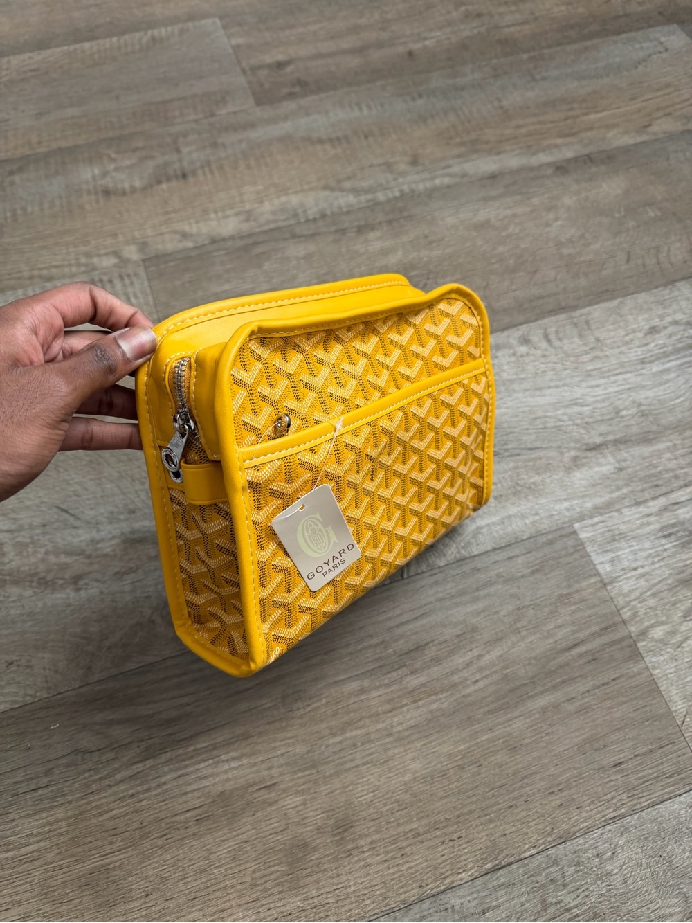 Goyard Yellow Chevron Cosmetic Pouch